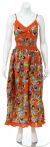 Main image of Spaghetti Strapped Butterfly Print Summer Dress in Orange